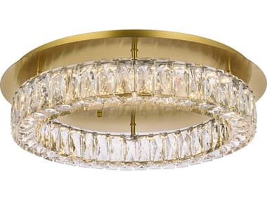 Elegant Lighting Monroe 22" 1-Light Gold Crystal LED Drum Flush Mount EG3503F22G