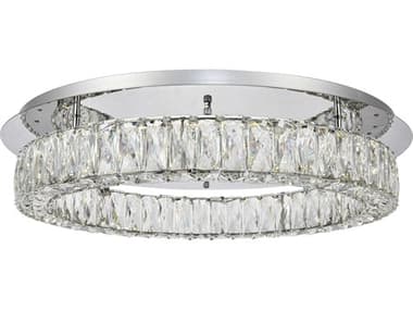 Elegant Lighting Monroe 25" 1-Light Chrome Clear Crystal LED Drum Flush Mount EG3503F26C