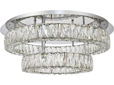 Elegant Lighting Monroe 25" 1-Light Chrome Clear Crystal LED Drum Semi Flush Mount EG3503F26L2C