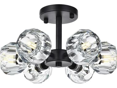 Elegant Lighting Eren 14" 6-Light Black Semi Flush Mount EG3505F14BK