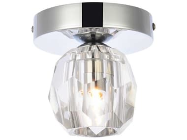 Elegant Lighting Eren 4" 1-Light Chrome Crystal Glass Geometric Flush Mount EG3505F5C