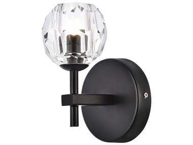 Elegant Lighting Eren 7" Tall 1-Light Black Crystal Glass Wall Sconce EG3505W6BK