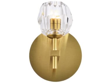 Elegant Lighting Eren 7" Tall 1-Light Gold Crystal Glass Wall Sconce EG3505W6G