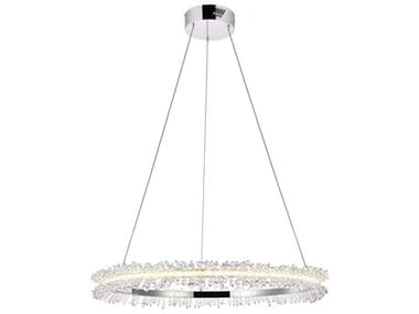 Elegant Lighting Laurel 26" Wide Chrome Clear Crystal LED Drum Chandelier EG3506D26C