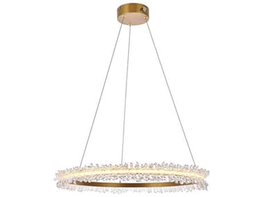Elegant Lighting Laurel 26" Wide Gold Clear Crystal LED Drum Chandelier EG3506D26G