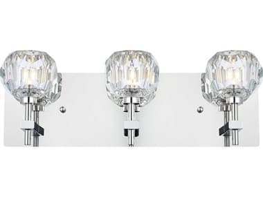 Elegant Lighting Graham 18" Wide 3-Light Chrome Crystal Vanity Light EG3509W18C
