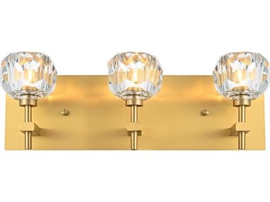 Elegant Lighting Graham 18" Wide 3-Light Gold Brass Crystal Vanity Light EG3509W18G