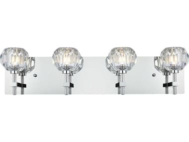 Elegant Lighting Graham 25" Wide 4-Light Chrome Crystal Vanity Light EG3509W25C