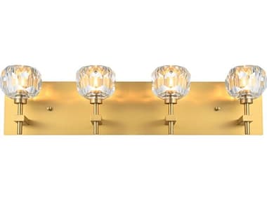 Elegant Lighting Graham 25" Wide 4-Light Gold Crystal Vanity Light EG3509W25G