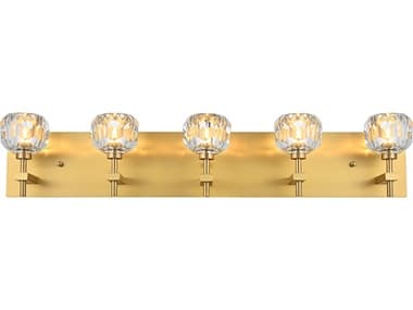 Elegant Lighting Graham 32" Wide 5-Light Gold Crystal Vanity Light EG3509W32G