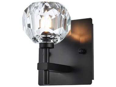 Elegant Lighting Graham 6" Tall 1-Light Black Crystal Wall Sconce EG3509W6BK