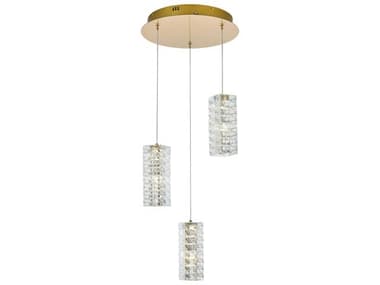 Elegant Lighting Aston 3-Light Satin Gold Pendant EG3680D3RSG