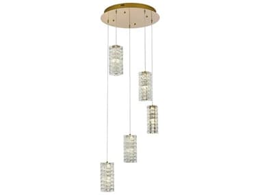 Elegant Lighting Aston 5-Light Satin Gold Pendant EG3680D5RSG