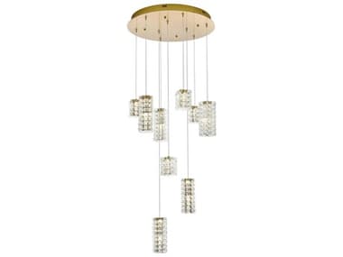 Elegant Lighting Aston 9-Light Satin Gold Pendant EG3680D9SG