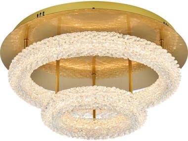Elegant Lighting Bowen 22" 2-Light Satin Gold Round Tiered Semi Flush Mount EG3800F22L2SG