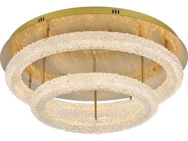 Elegant Lighting Bowen 2-Light Satin Gold Round Tiered Semi Flush Mount EG3800F30L2SG