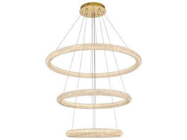 Elegant Lighting Bowen 3-Light Satin Gold Round Tiered Pendant EG3800G41LSG