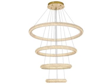 Elegant Lighting Bowen 4-Light Satin Gold Round Tiered Pendant EG3800G41SG