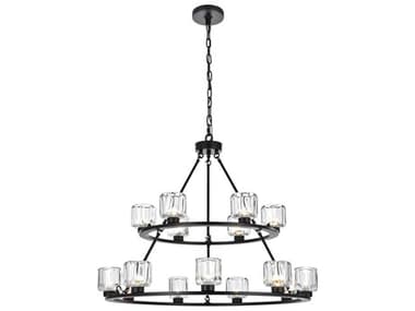 Elegant Lighting Cadence 15-Light Black Tiered Chandelier EG5100L236BK