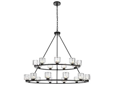 Elegant Lighting Cadence 21-Light Black Tiered Chandelier EG5100L248BK