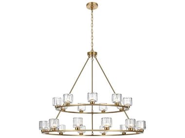 Elegant Lighting Cadence 21-Light Satin Gold Tiered Chandelier EG5100L248SG