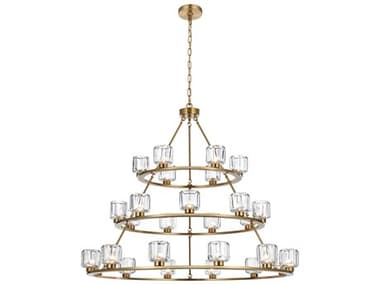 Elegant Lighting Cadence 27-Light Satin Gold Tiered Chandelier EG5100L348SG