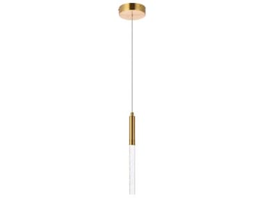 Elegant Lighting Ruelle 5" 1-Light Gold Crystal LED Cylinder Mini Pendant EG5203D5G