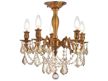 Elegant Lighting Rosalia French Gold Crystal Semi Flush Mount EG9205F18FGGT