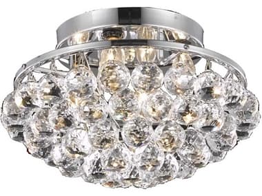 Elegant Lighting Corona 14" Chrome Clear Crystal Bowl Flush Mount EG9805F14C