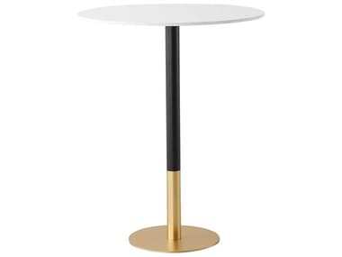 Elegant Lighting Ronan White Gold Round Faux Marble Bar Table EGAF110232WH