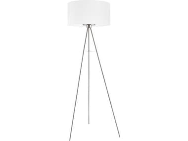 Eglo Fondachelli Matte Nickel White Fabric Floor Lamp EGL202343A