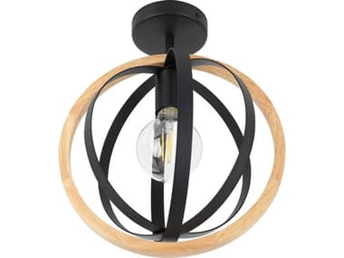 Eglo Basildon 1-Light Black Round Semi Flush Mount EGL205146A