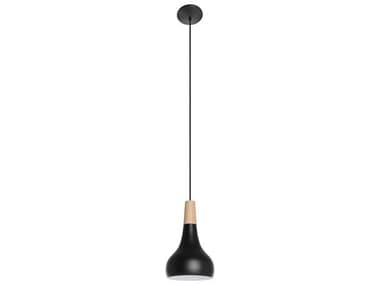Eglo Sabinar 1-Light Structured Black Shinny White Bell Mini Pendant EGL205154A