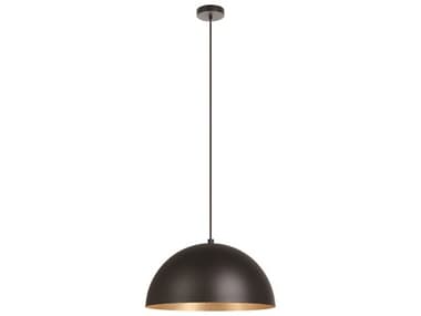 Eglo Rafaelino 1-Light Structured Black Gold Leaf Dome Pendant EGL205293A