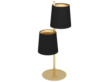 Eglo Almeida Brushed Brass Black Exterior Gold Interior Fabric Table Lamp EGL205301A
