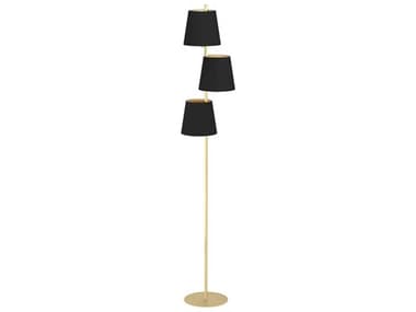Eglo Almeida Brushed Brass Black Exterior Gold Interior Fabric Floor Lamp EGL205302A