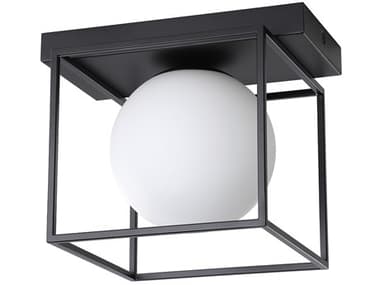Eglo Grayson 1-Light Matte Black Globe Flush Mount EGL205618A