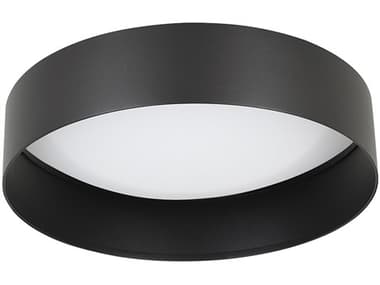 Eglo Ester 1-Light Structured Black Matte White Round Flush Mount EGL205628A