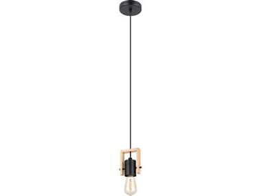 Eglo Plimsoll 1-Light Black Wood Mini Pendant EGL205655A