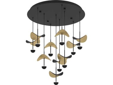 Eglo Dracera 10-Light Black Gold Leaf Geometric Pendant EGL205804A