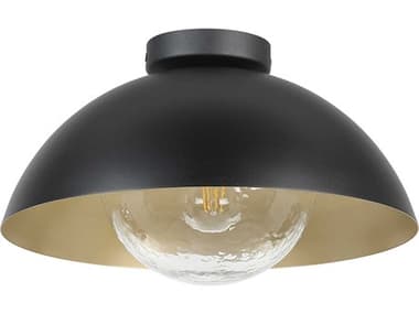 Eglo Dyal 1-Light Black Gold Dome Flush Mount EGL205816A