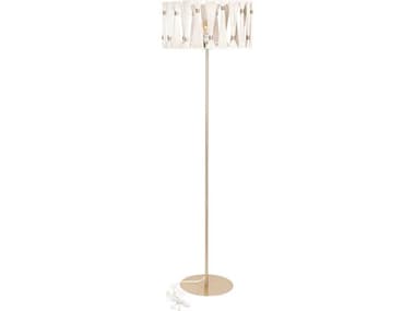Eglo Macclenny Brushed Brass Beige Textile Thread Floor Lamp EGL205821A