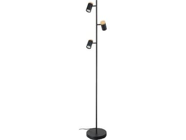 Eglo Chatterton Structured Black Wood Steel Accent Floor Lamp EGL205831A