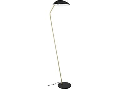 Eglo Lindmoor Black Brushed Brass White Metal Floor Lamp EGL205883A