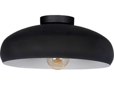 Eglo Mogano 1-Light Black White Dome Flush Mount EGL206012A