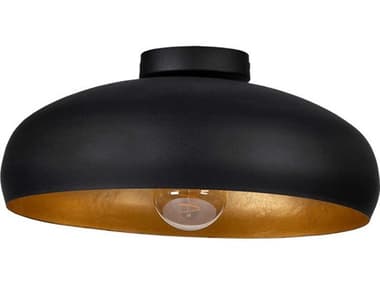 Eglo Mogano 1-Light Black Gold Leaf Dome Flush Mount EGL206014A