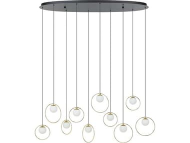 Eglo Portocolom 10-Light Black Shinny Brass Island Pendant EGL206114A
