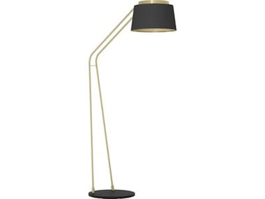 Eglo Almerimar Black Brushed Gold Fabric Brass Foil Floor Lamp EGL206619A