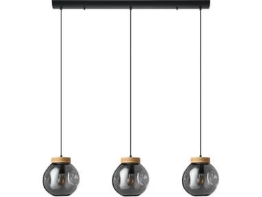 Eglo Magacela 3-Light Black Light Wood Island Pendant EGL390318A