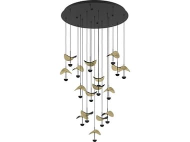 Eglo Dracera 17-Light Black Gold Leaf Geometric Pendant EGL390341A